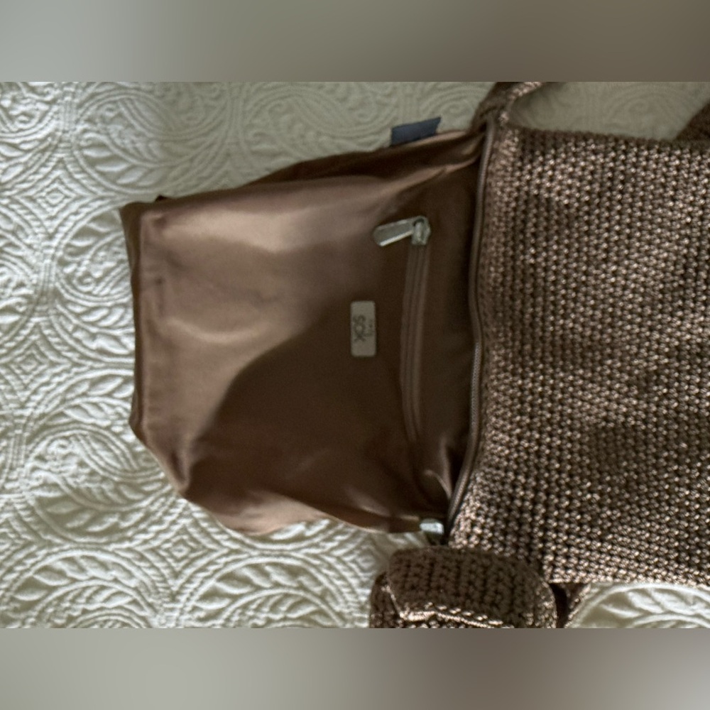 LE SAK - The SAK - Small Taupe Khaki Tan Crochet Crossbody Bag - Picture 9 of 9